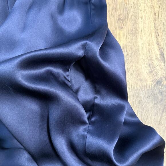 See by Chloe Women’s 100% Silk Empire Waist Cold Shoulder V Neck Dress Blue Sz 6 - Picture 12 of 13